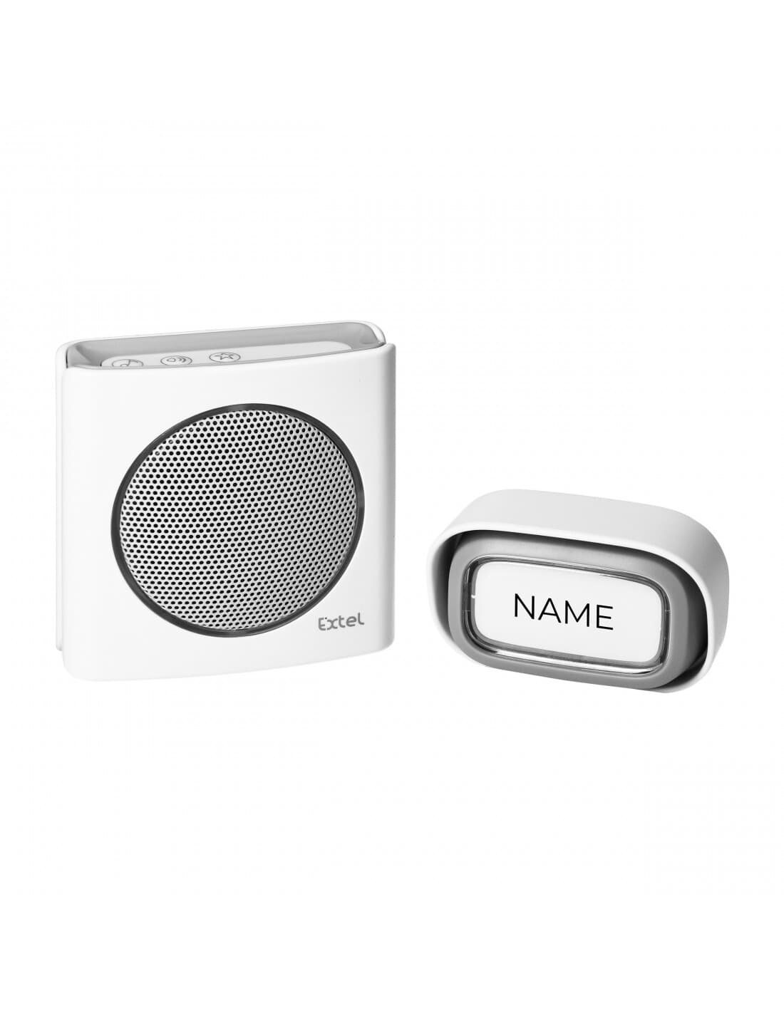 Bezdrôtový zvonček s menovkou na tlačidle 85dB, 200m, biela , 230V, MP3, EXTEL 081743 ORNO