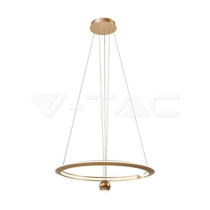 45W LED závesná lampa D600*1500mm 3000K stmievateľná kefa zlatá 5500lm VT-10126 (V-TAC)