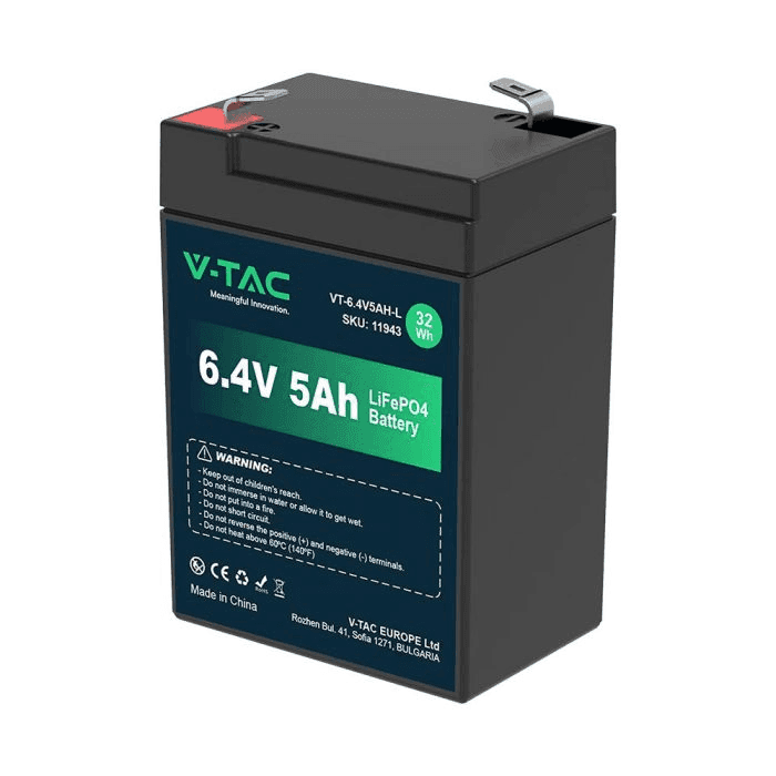 Batéria Lítiová LiFePO4 6,4V 5Ah ,
VT-6.4V 5AH-L , 70x47x99mm (V-TAC)