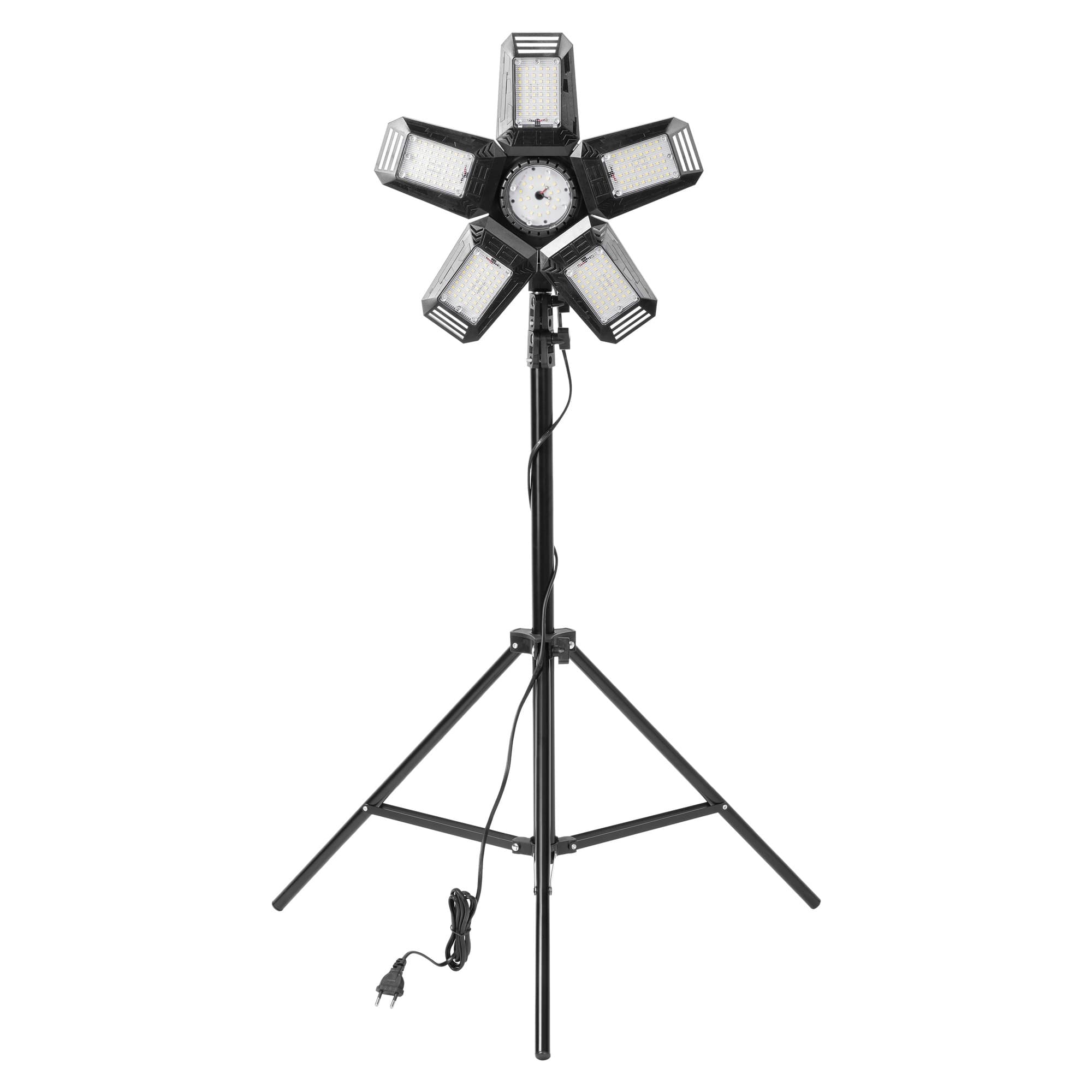 RIGEL LED Set: Folding 5-wing work light 55W with tripod and adapter