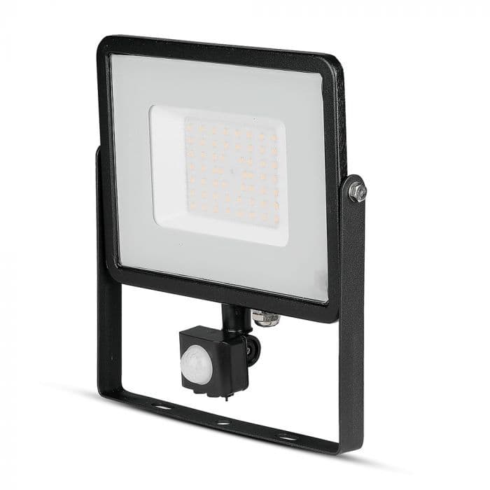 Reflektor LED so senzorom PRO 50W, 6400K, 4000lm, čierny, VT-50-S (V-TAC)