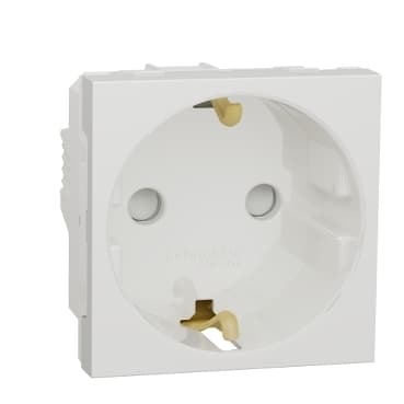Unica - Zásuvka SCHUKO 2P+E 250V/16A, clonky, skrútková, Biela