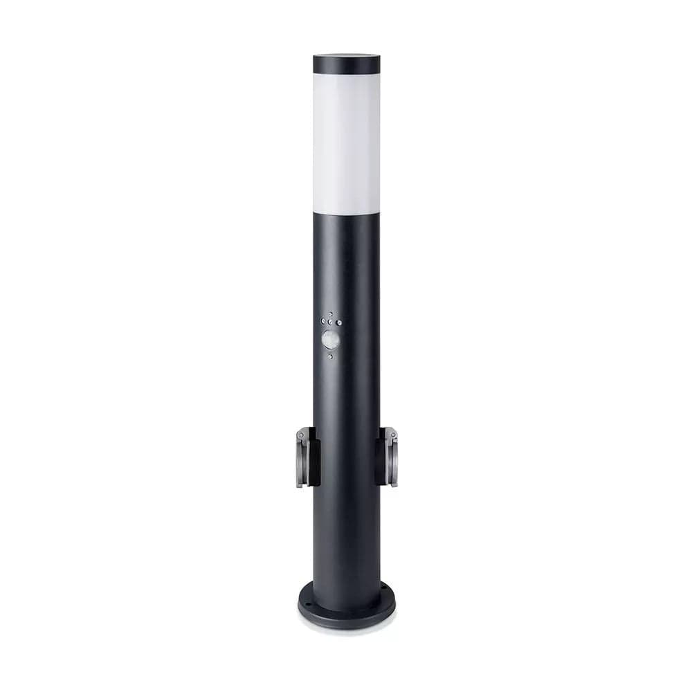 Záhradné stĺpikové svietidlo so zásuvkou 2x230V E27 IP44, 60cm, čierne VT-838 (V-TAC)