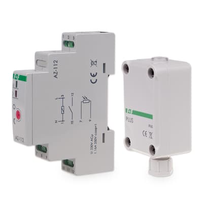 Spínač súmrakový AZ-112 plus s externým čidlom DIN, 16A, 230V AC, 1mod + čidlo, IP65 (F&F)