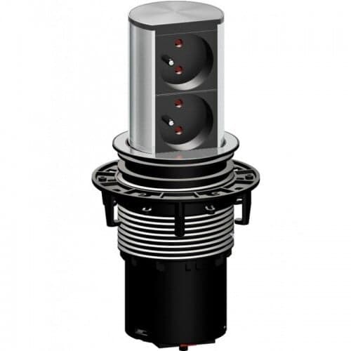 Nábytková výsuvná zásuvka 2x230V ELEVATOR nerez (BACHMANN)