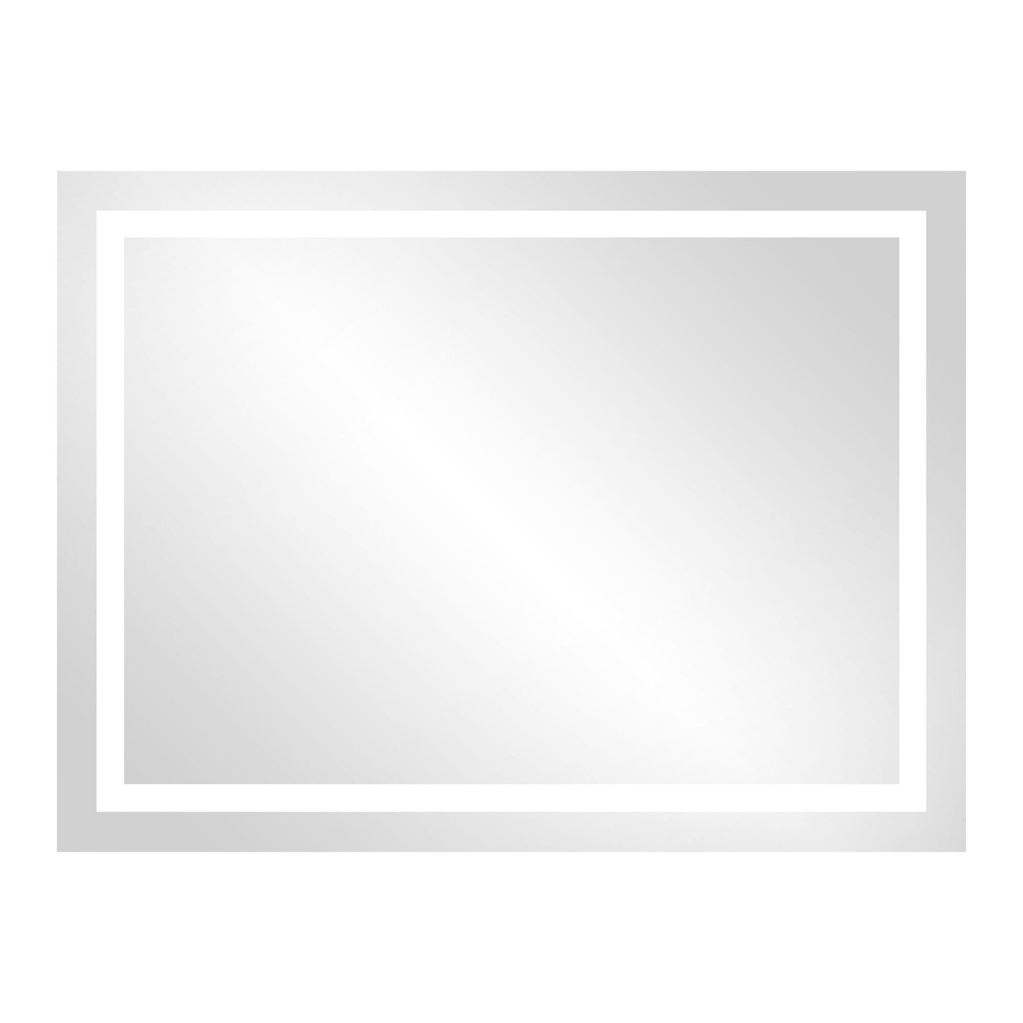 LED zrkadlo obdĺžnikové 80x60 cm, horizontálna/vertikálna inštalácia, s okrajom, 4000K