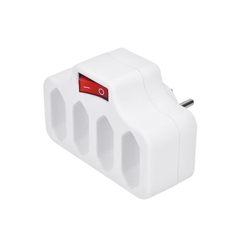 Rozbočka 4x230V 2,5A vypínač biela (SOLIGHT)
