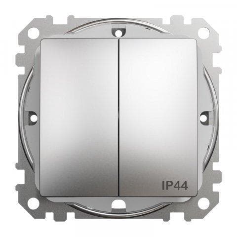 Prepínac sériový c.5 IP44, Leštený hliník, Sedna Design (Schneider)