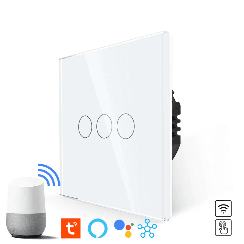 Revolo Touch WiFi dotykový vypínač č.5 trojokruhový (L+N) - Biely