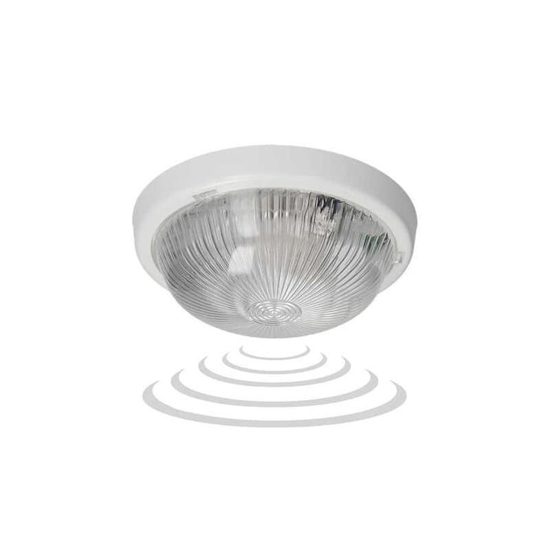 Svietidlo 7070T-ALFA/MS, biele, mikrovlný senzor, 100W, E27, IP44, IK10clear glass