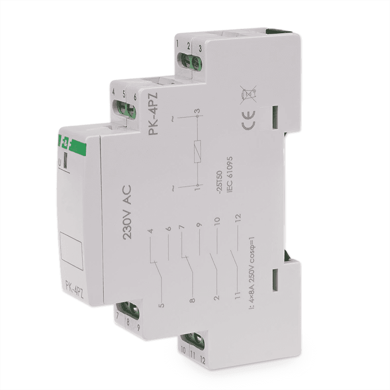 Elektromagnetické pomocné relé, 230V, 8A, 2x NO/NC + 2x NO