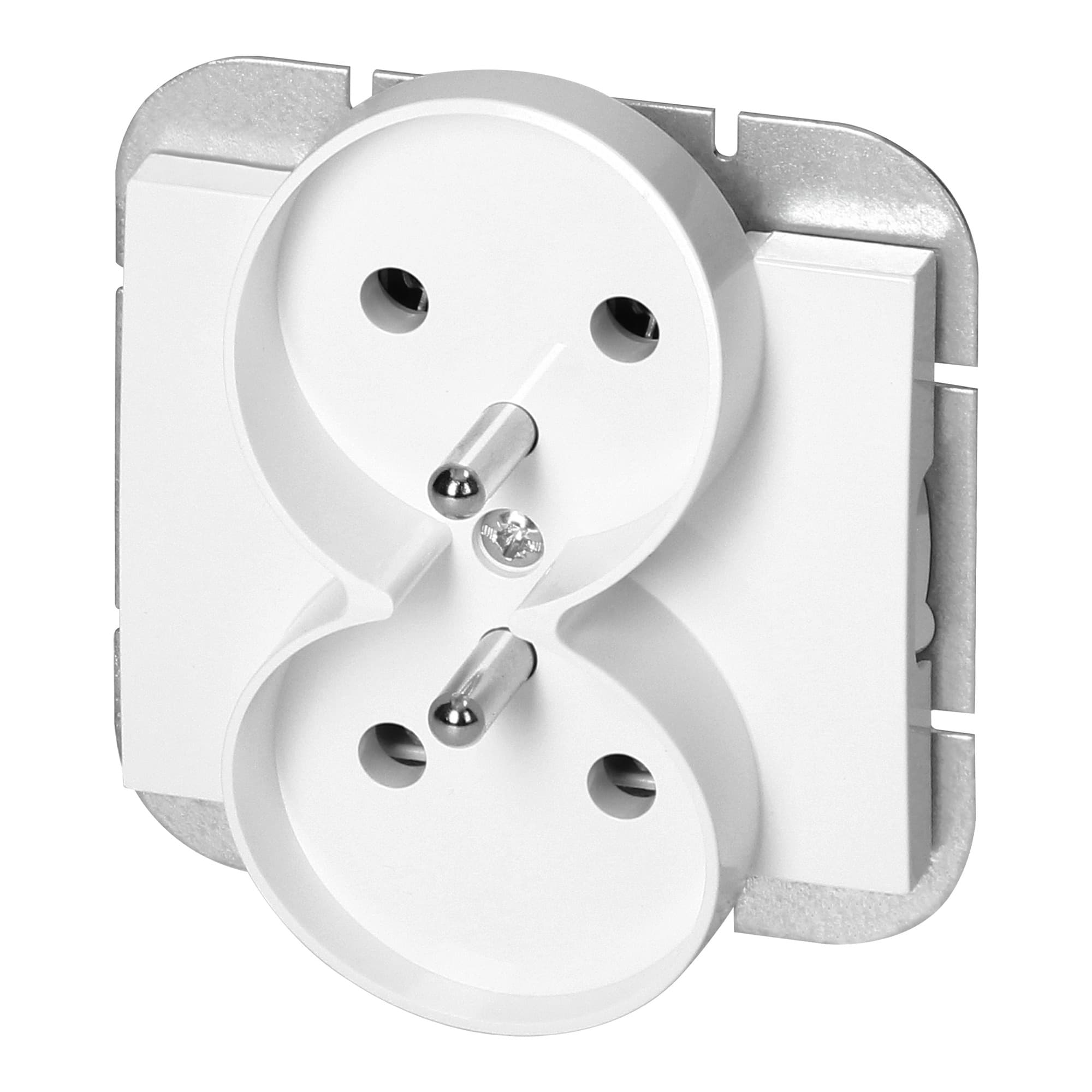 Flush-mounted double socket 2x2P+E Onyx, 16A, 250V, PT-6OR, white