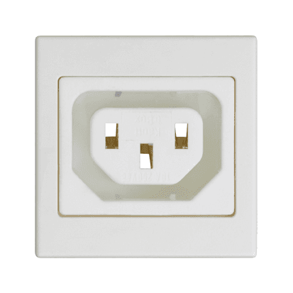 Pripojovací kryt, K45, so zásuvkou samica IEC320 250V (C13), 45×45mm, čisto biela