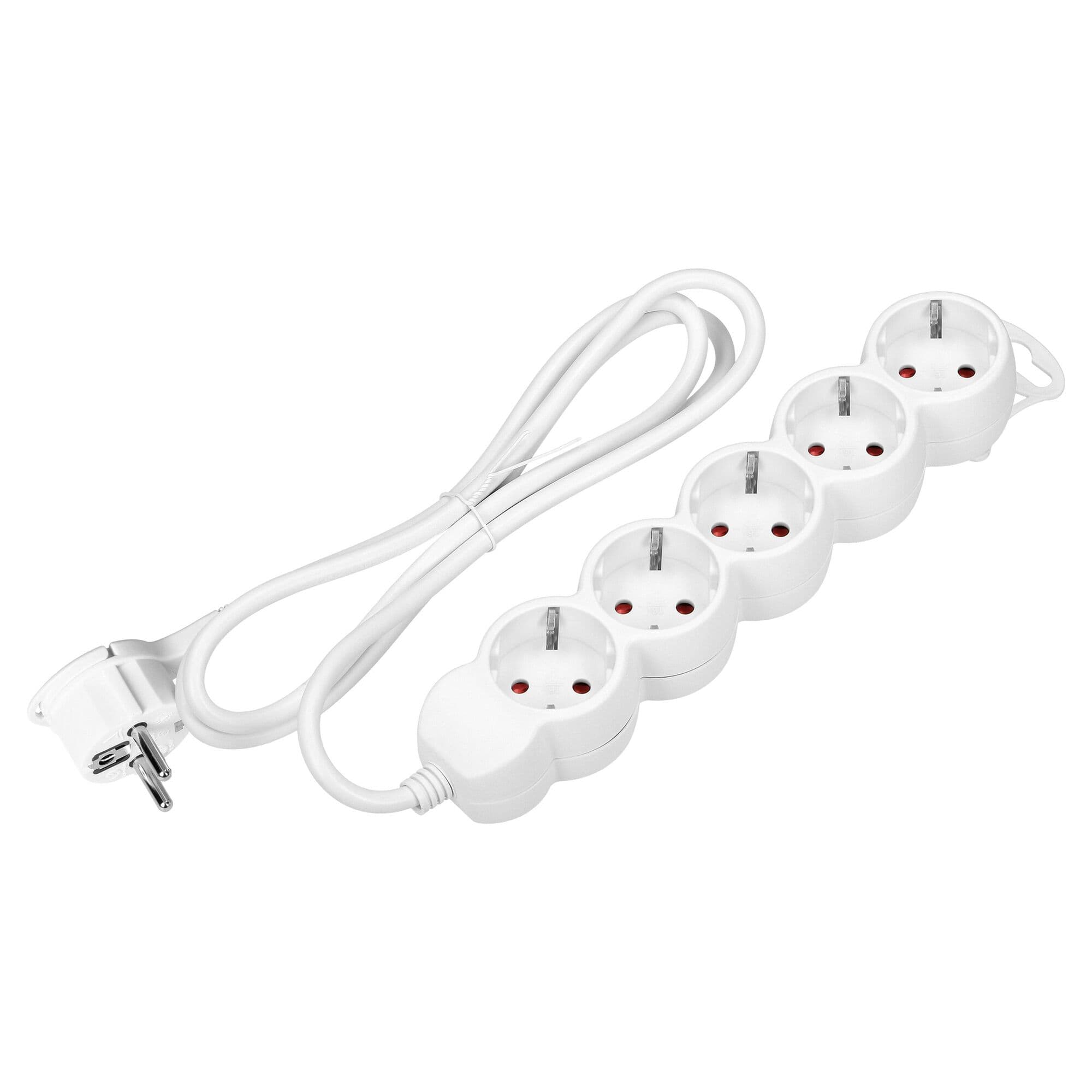 Predlžovacie zásuvky 5x 2P+E , 1,5m, Schuko H05VV-F 3x1,5mm2, 16A, biela