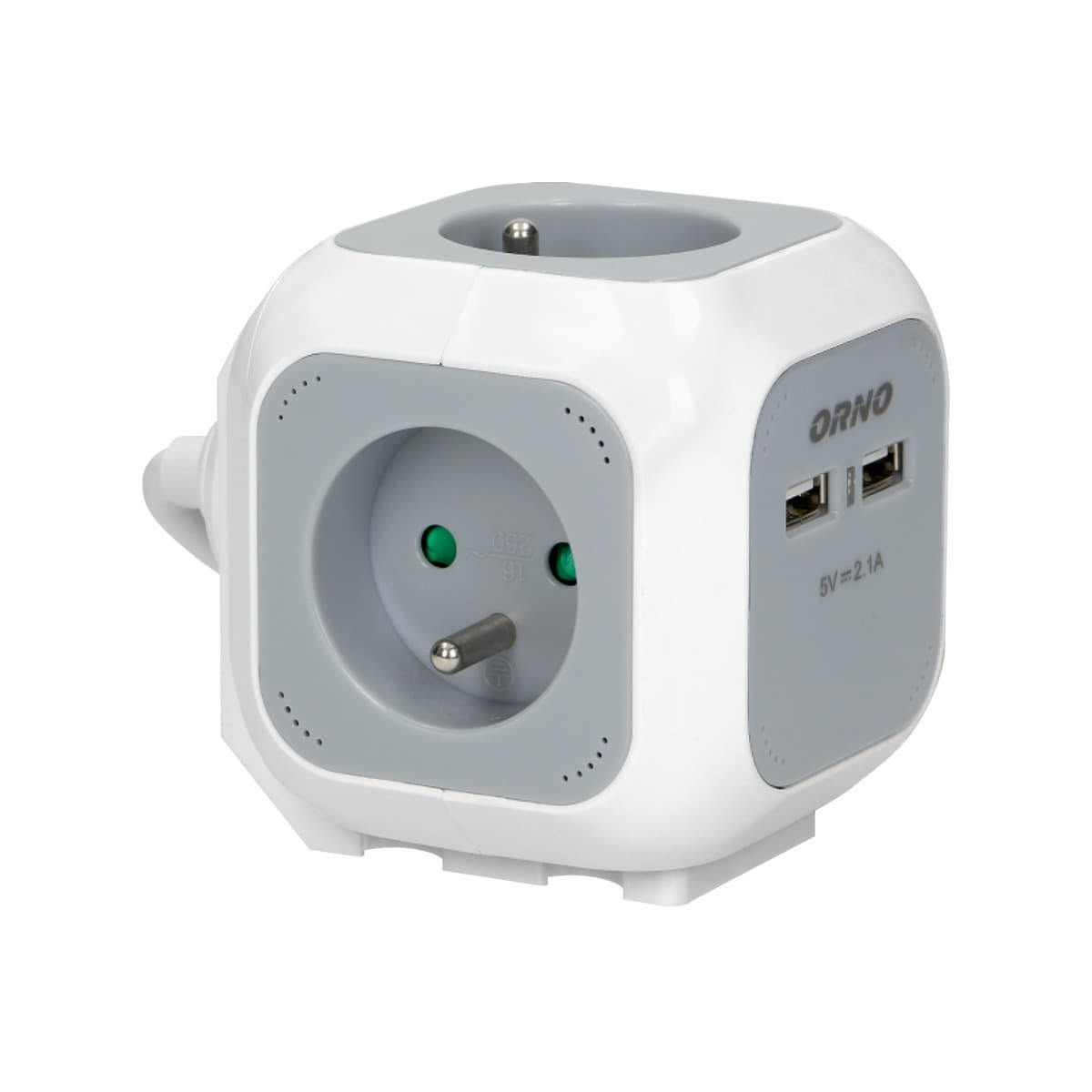 Predlžovací kábel kocka 4-násobný + 2xUSB 1,4m sivý (ORNO)