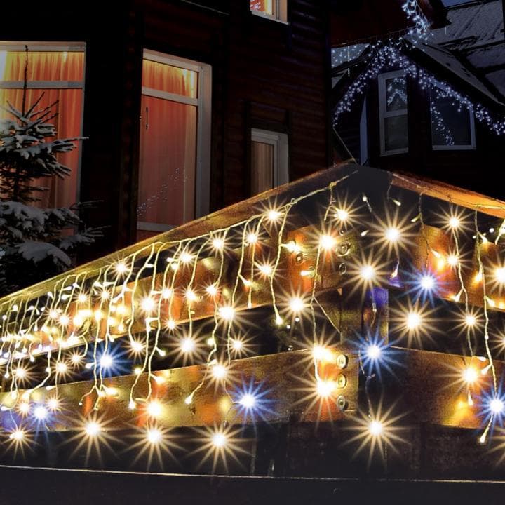LED svetelný záves s cencúľmi, blikajúci, 10m, IP44, 230V