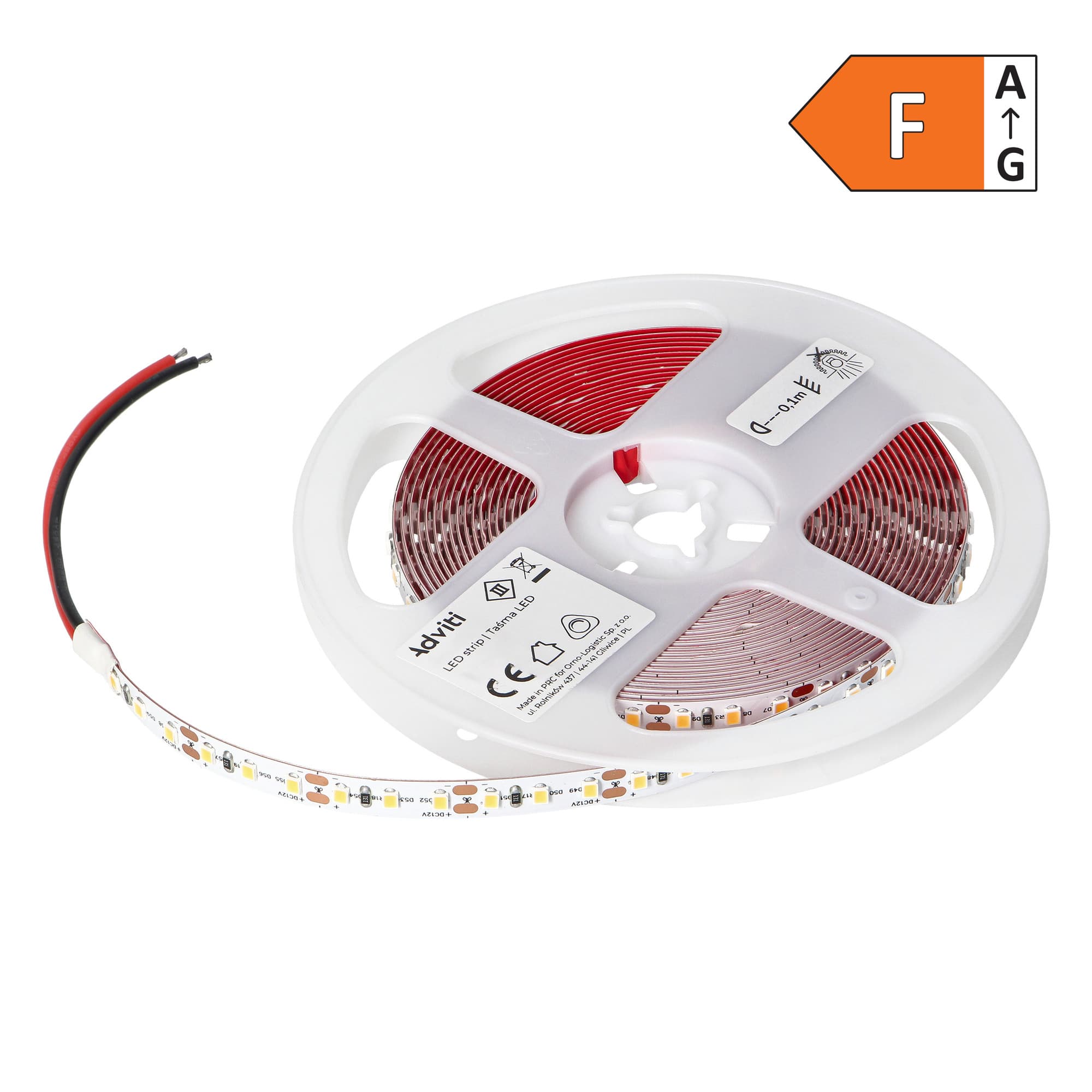 LED strip 12V, Samsung chipset 2835, 120L/m, 12W/m, IP20, 3000K, 5m