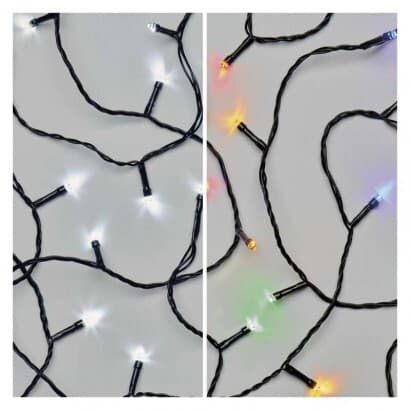 LED vianočná reťaz 2v1, 10 m, vonkajšia aj vnútorná, 6500K/multicolor, programy (EMOS)