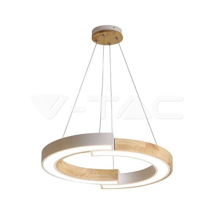 Dizajnové LED závesné svietidlo 32W 4000K 4000lm biele drevo (43*100) VT-7828 (V-TAC)