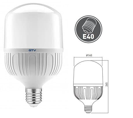 Žiarovka LED E40 43W 4000K 4600lm (GTV)