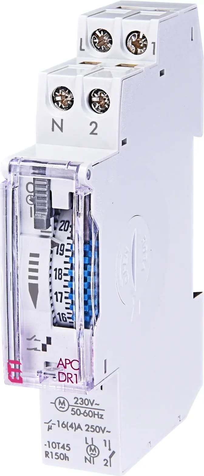 Mechanický časový spínač (relé) na DIN ACP-DR1 230V AC 1NO so záložným zdrojom (ETI)