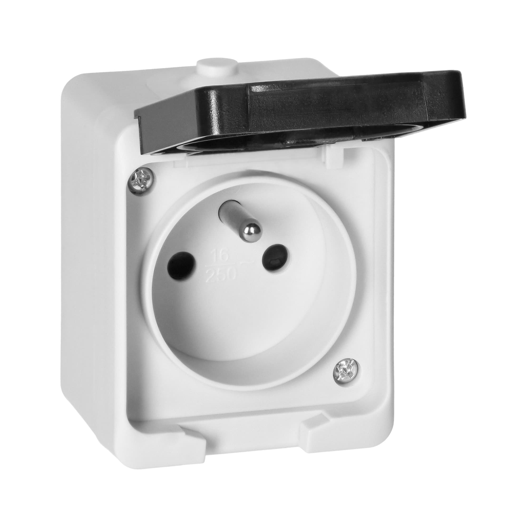 AQUATIC MINI IP54 Single socket 2P+E, white/black