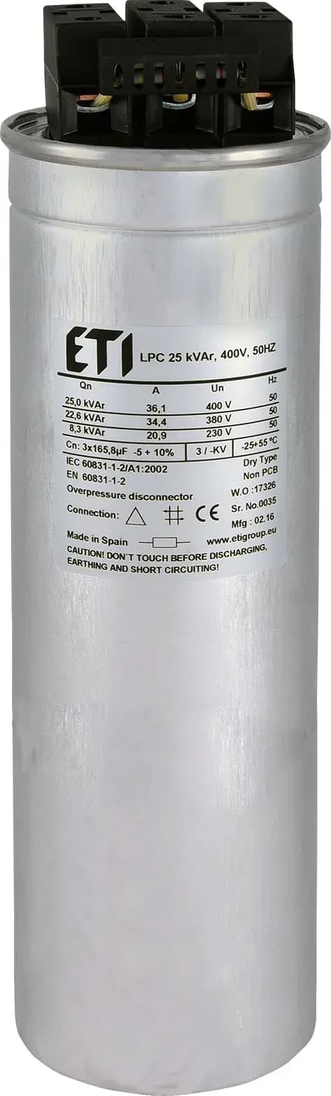 Kompenzačný kondenzátor LPC 25 kVAr, 400V, 50HZ (ETI)