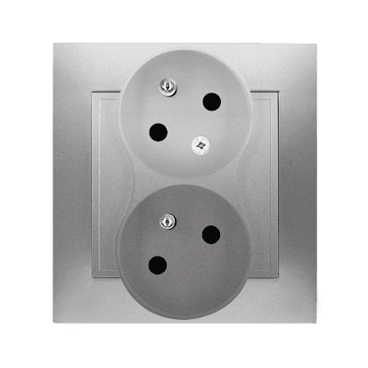Dvojzásuvka 2P+T/16A/250V clonky natočená (SS) strieb. mat.metal. SIMON54 (simon)