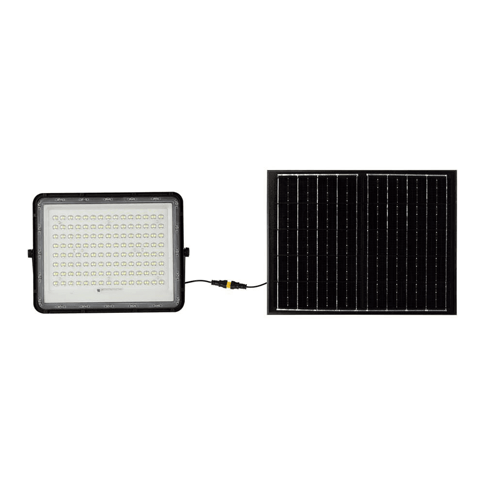 20W LED solárny reflektor 6400K vymeniteľná batéria 3m drôt čierny 1800lm VT-180W (V-TAC)