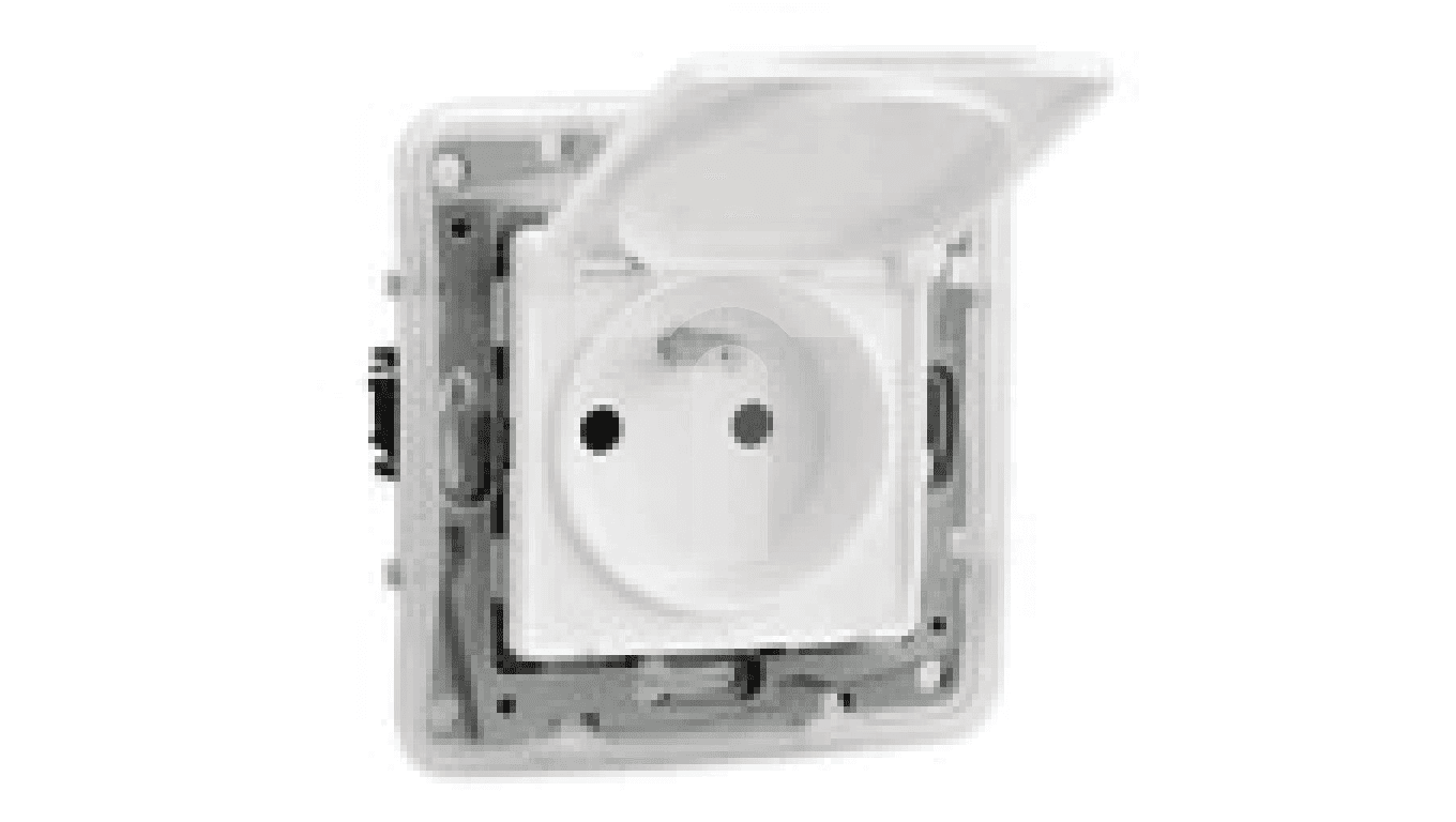 Zásuvka 2P+T/16A/250V viečko (SS) IP44 biela Niloé (Legrand)