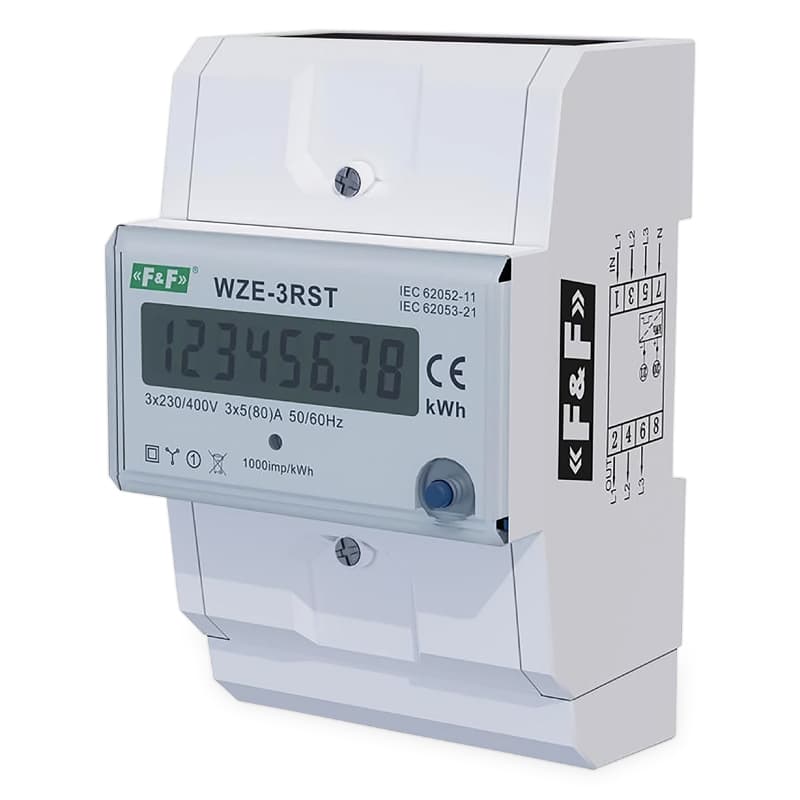 3-fázový elektromer, RESET, 3x 230/400V, 80A