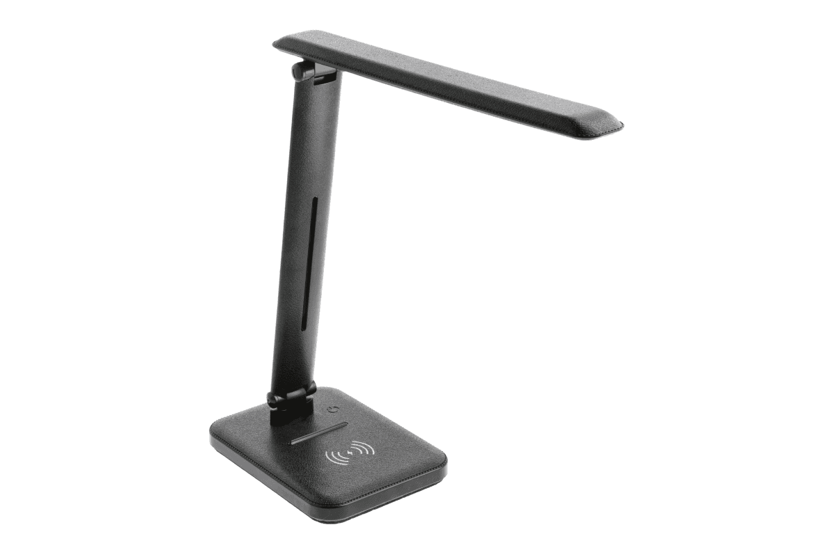 IZUKA LED stolná lampa, 6W, 400lm, AC220-240V, 50/60Hz, CCT, indukčná nabíjačka, čie (GTV)