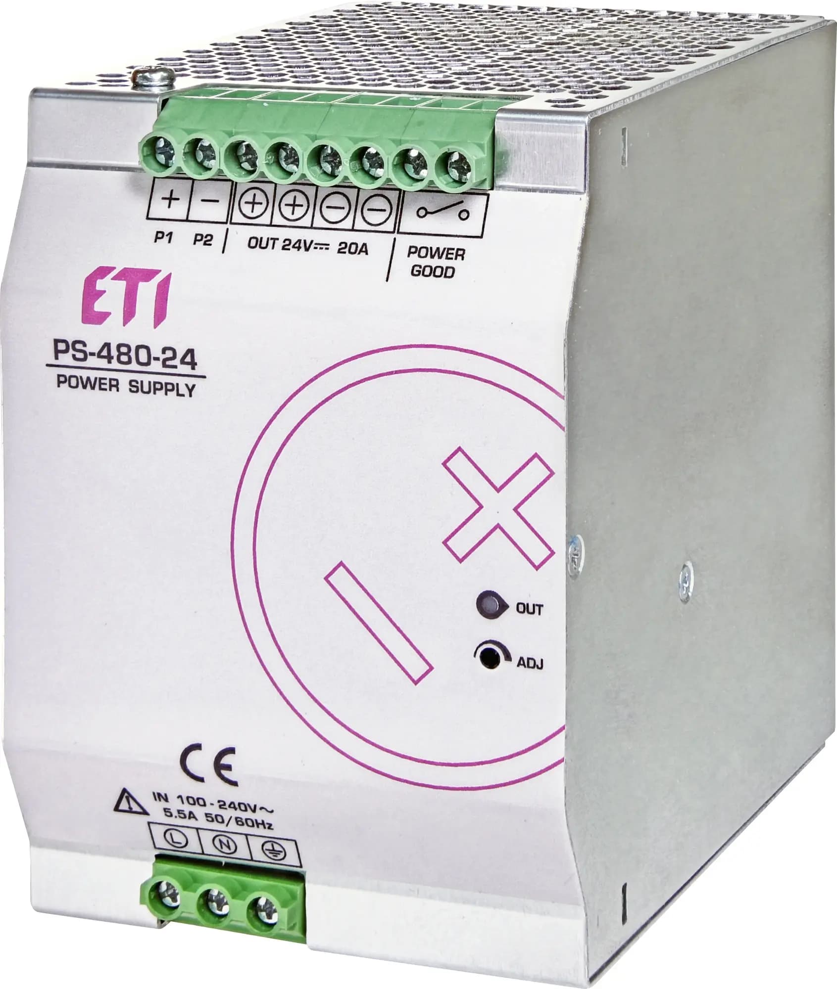 Napájací zdroj PS-480-24 na DIN 24V DC 480W (ETI)