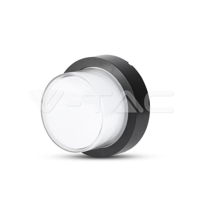 Záhradné LED nástenné svietidlo okrúhle 12W, 4000K, 1280lm, čierne VT-828 (V-TAC)