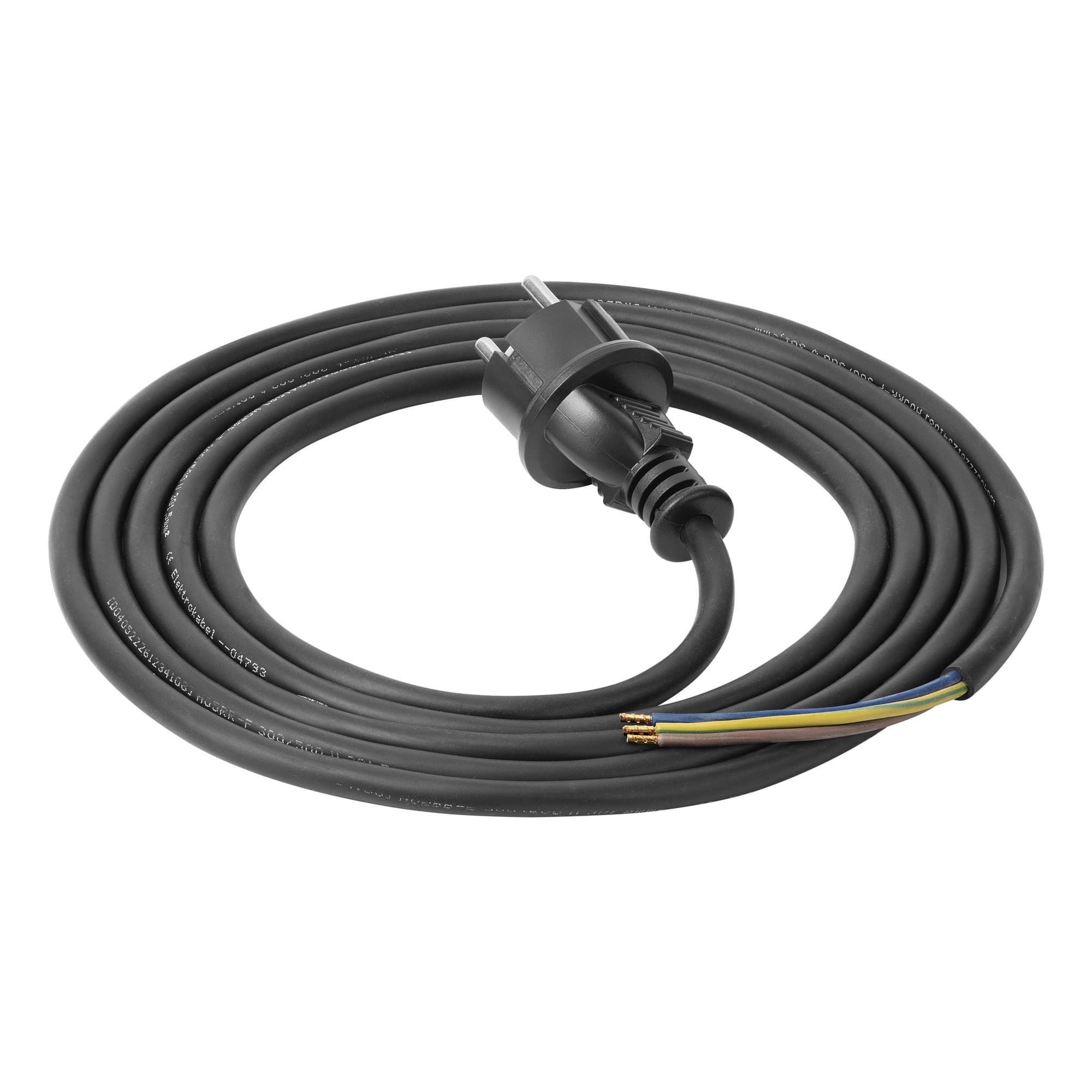 Connection cable in rubber insulation with a Uni-Schuko plug H05RR-F 3x1.5mm2, 3m long, bl
