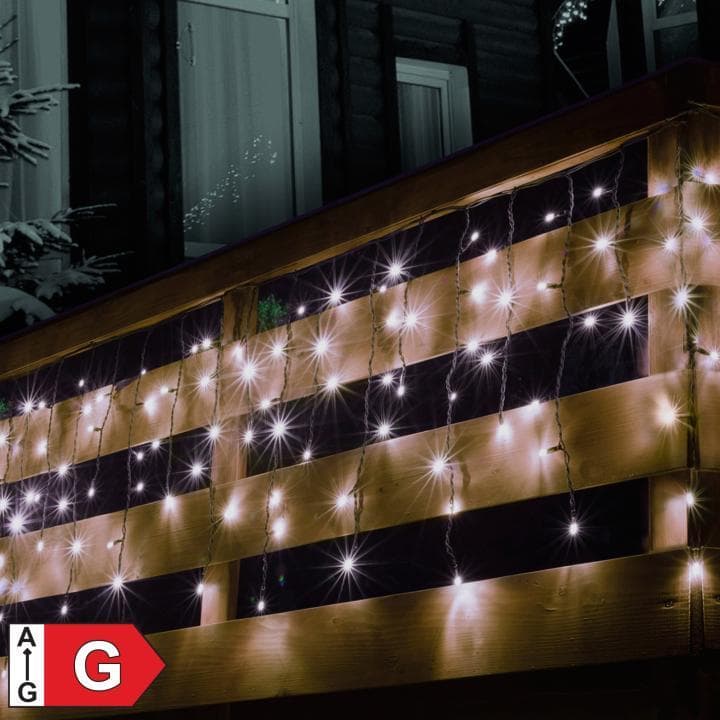 Spojovateľný žiariaci svetelný záves, 50 LED, studená biela, na vonkajšie použitie