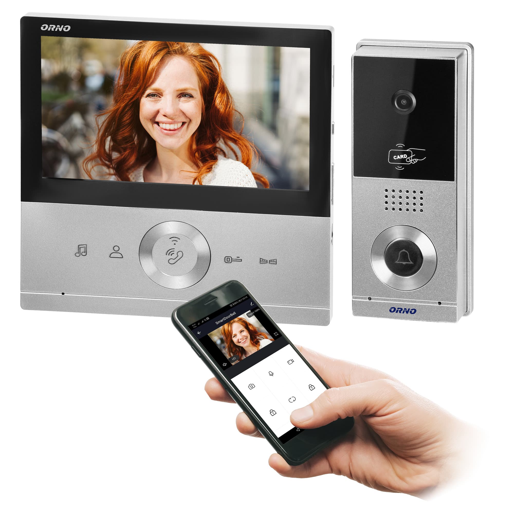 CONESSI Full HD video doorphone set, handset-free, with a colour monitor 7”, card/proximit