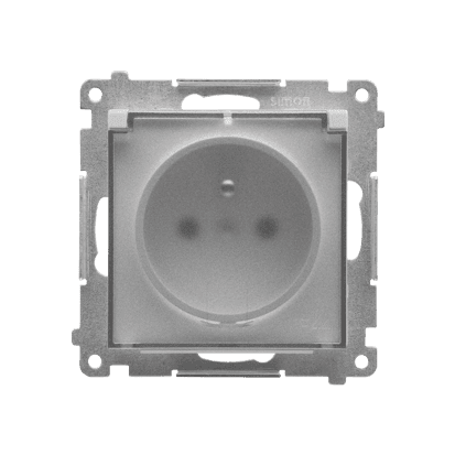 Zásuvka 2P+T/16A/250V IP44 s krytkou (transparent) (PS) matný hliník SIMON55 (Simon)