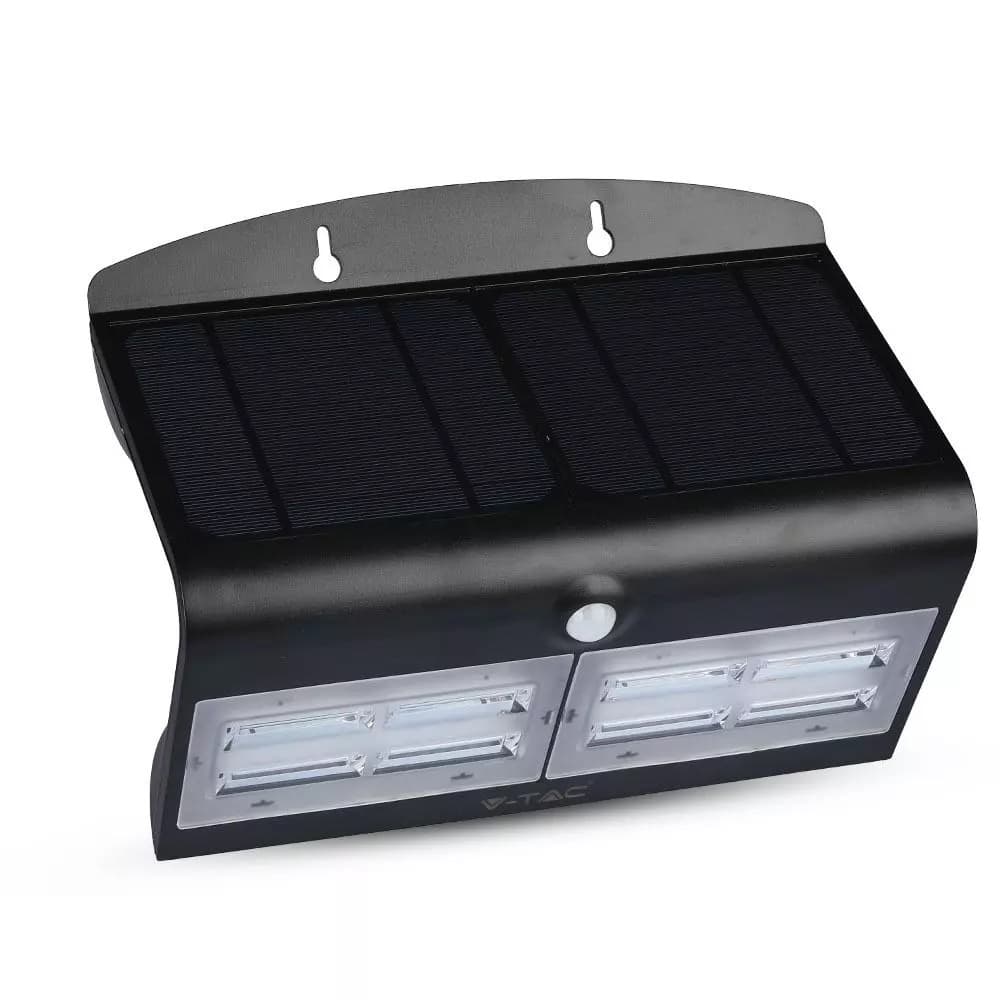 Nástenné LED svietidlo solárne 6,8W, 4000K, 800lm, čierne VT-767-7 (V-TAC)