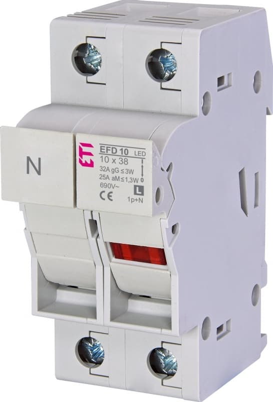 Poistkový odpojovač EFD 10 1-pólový+NL 32A 690V pre CH10 gG/aM s LED inditkátorom (ETI)