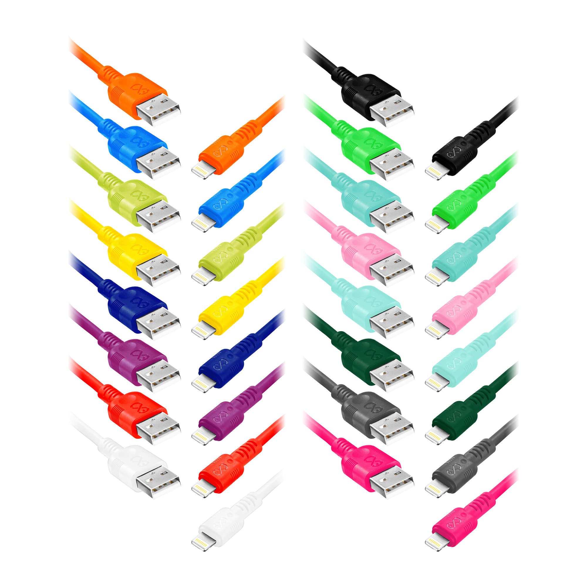 EXC WHIPPY mobile USB Lightning cable, 2M, 2.4A, fast charging, color mix