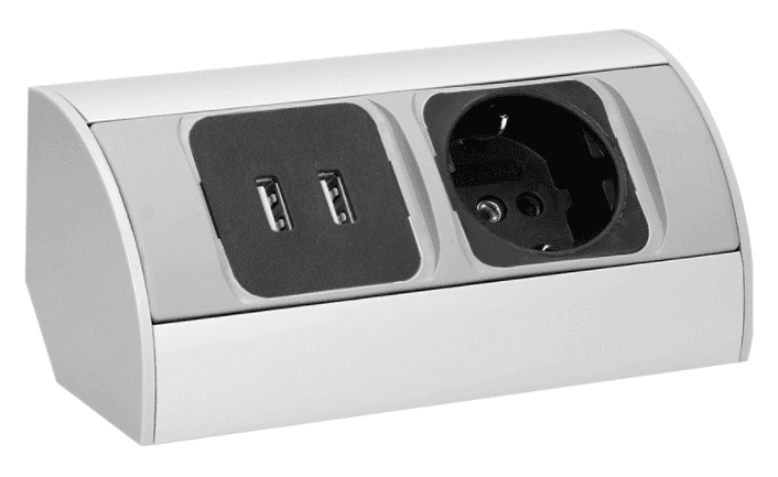 Nábytkové zásuvky rohové s USB, ORNO OR-AE-1310(GS) 2x230V Schuko