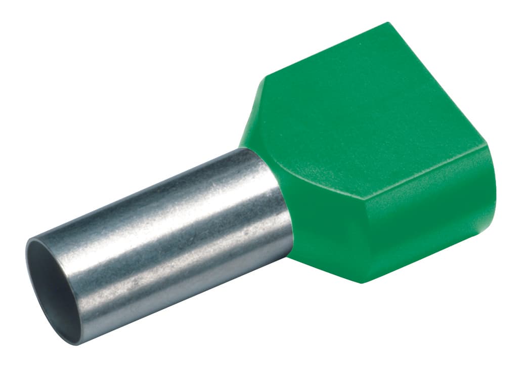 Izolovaná dvojitá dutinka Cu 2 x 6/14 mm, zelená (100 ks)