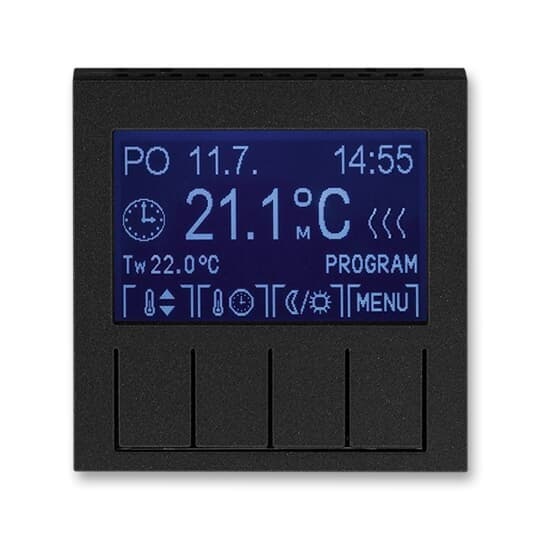 Termostat duálny progr. - jednotka ovl. onyx/cierna dymová Levit M (ABB)