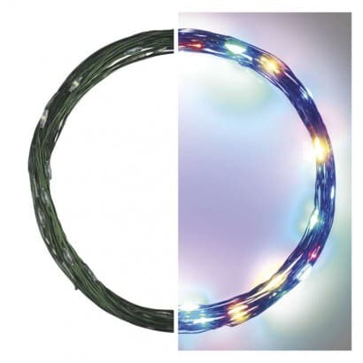 LED vianočná nano reťaz zelená, 4 m, vonkajšia aj vnútorná, multicolor, časovač (EMOS)