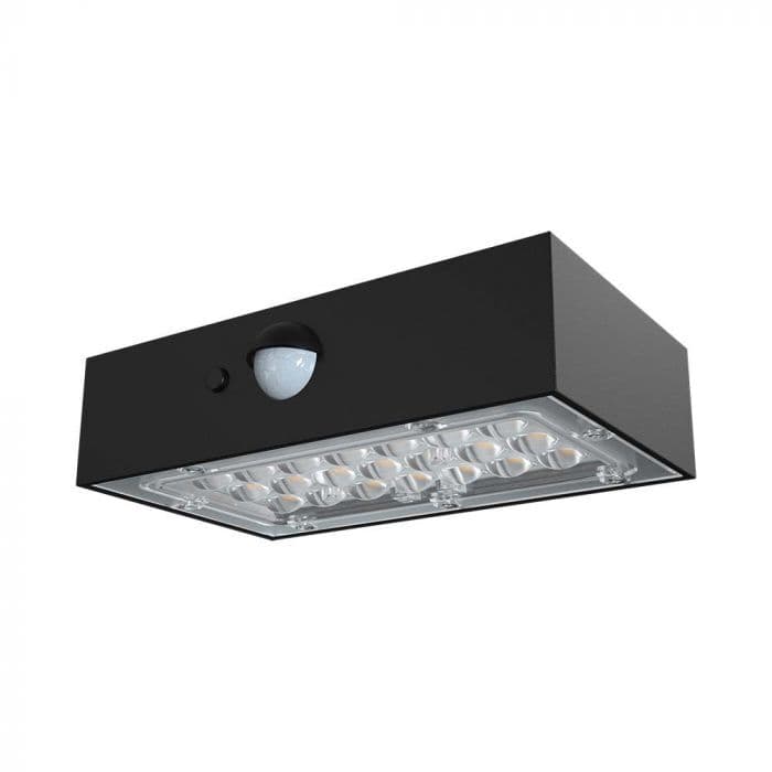 Solárne LED nástenné svietidlo 3W 2000lm 3.7V Lithium 1200mAh IP65 VT-403 čierne (V-TAC)