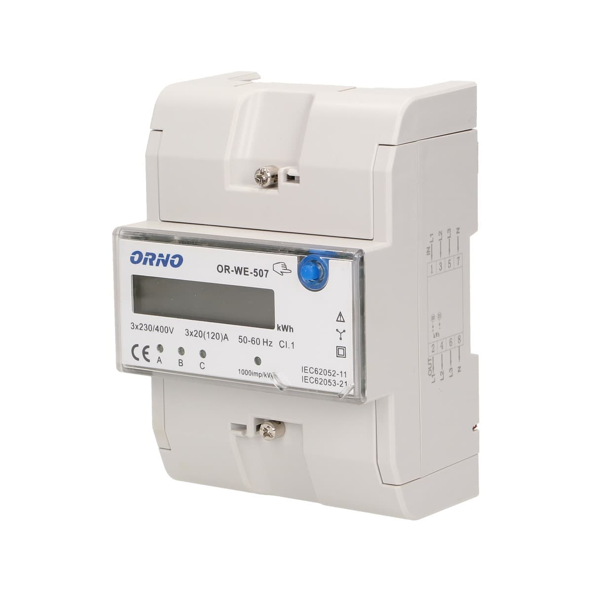 Elektromer 3-fázový s LCD displejom 120A na DIN lištu (ORNO)