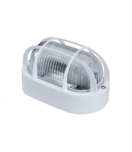 Svietidlo OVAL 7040 STYL, biele, číry PC difúzor, plastová mriežka, 40W, E27, IP44, IK10