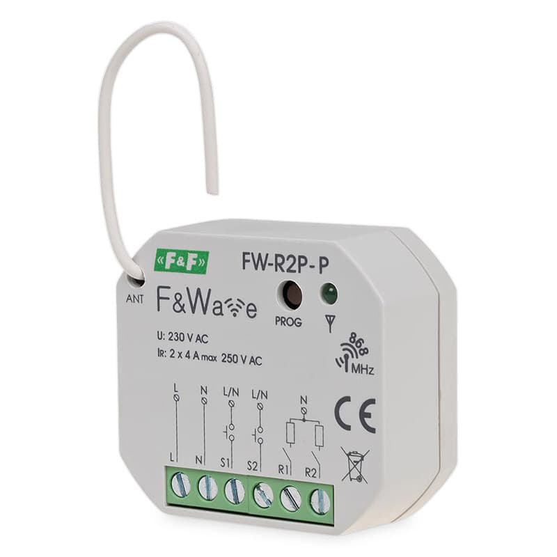 Dvojkanálové bezdrôtové multifunkčné relé ON/OFF/impulz/1s-48hod, 85-265V, 2x 8A