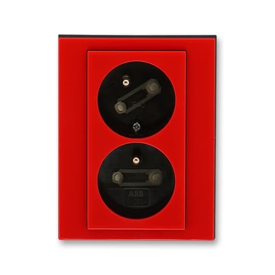 Dvojzásuvka 2P+T/16A/250V clonky (45°) (PS) IP40 cervená/cierna dymová Levit (ABB)